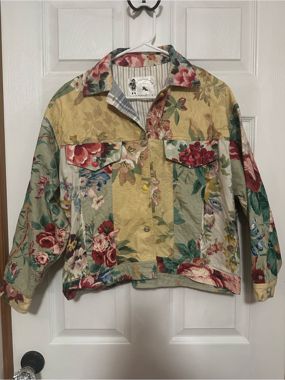 Floral Patchwork Jean Jacket - Multicolor